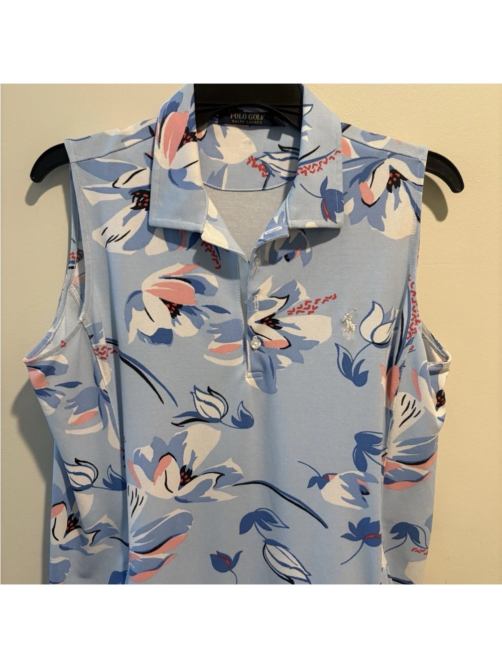 Ralph Lauren Polo Golf Dress Blue Floral Athletic Active Preppy Made In Peru L - Picture 3 of 9
